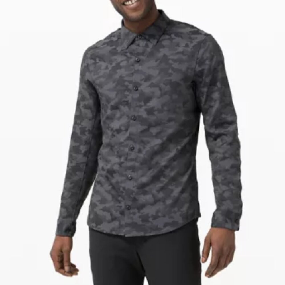 lululemon athletica Gray Camo Button Down Shirt